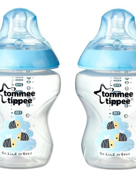 Tommee Tippee Closer to Nature 2x260ml Easi-Vent™ BPA free Decorative Feeding Bottles - Blue image number 1